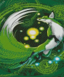 Green Kitsune Diamond Painting