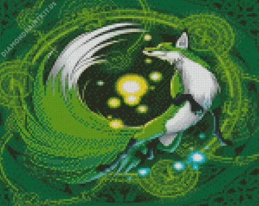 Green Kitsune Diamond Painting