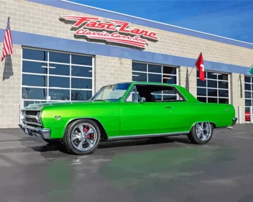 Green Malibu Car Diamond Painting