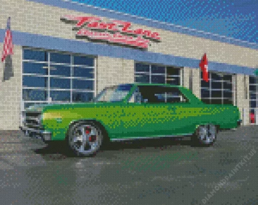 Green Malibu Car Diamond Painting