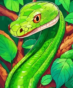 Green Snake Art Diamond Painting