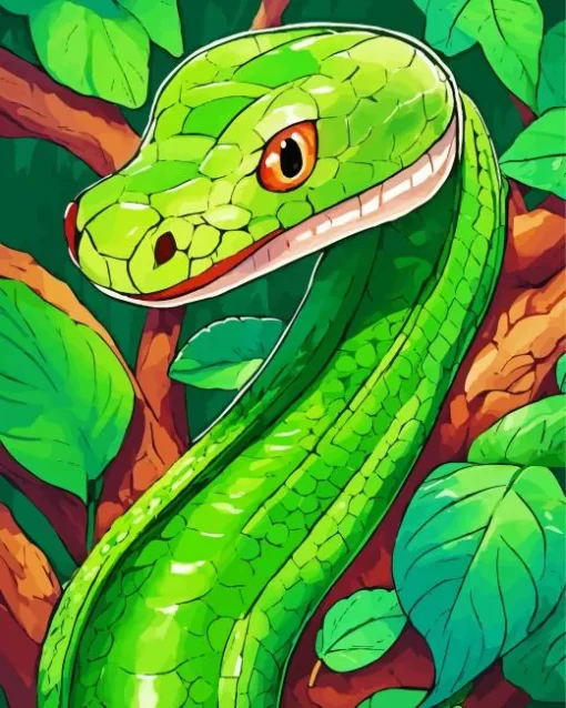 Green Snake Art Diamond Painting