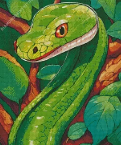 Green Snake Art Diamond Painting