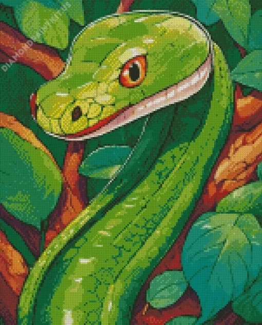 Green Snake Art Diamond Painting