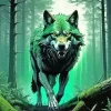 Green Wolf Diamond Painting