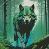 Green Wolf Diamond Painting