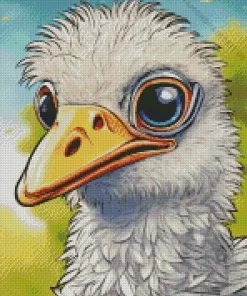 Grey Ostrich Cartoon Diamond Painting