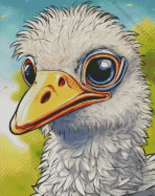 Grey Ostrich Cartoon Diamond Painting