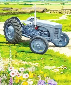 Grey Tractor Art Diamond Painting