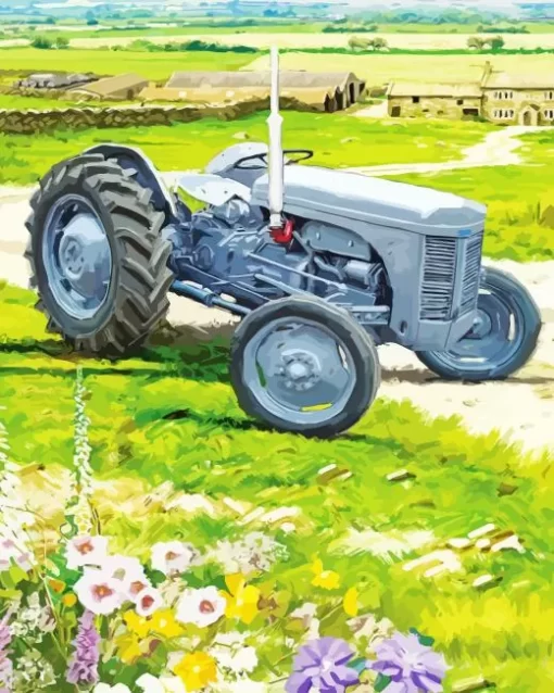 Grey Tractor Art Diamond Painting