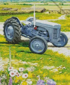 Grey Tractor Art Diamond Painting