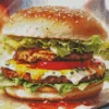 Grilled Chicken Burger Fast Food Art Diamond Painting