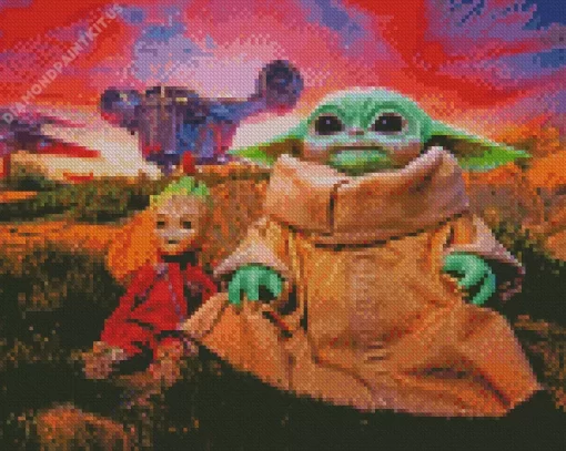 Groot And Yoda Diamond Painting