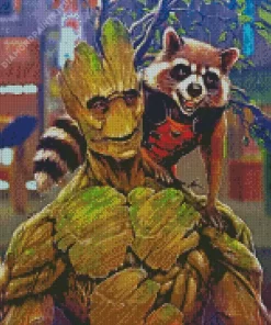 Groot Rocket Racoon Super Heroes Diamond Painting