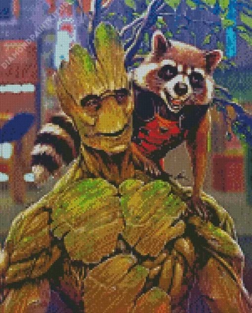 Groot Rocket Racoon Super Heroes Diamond Painting