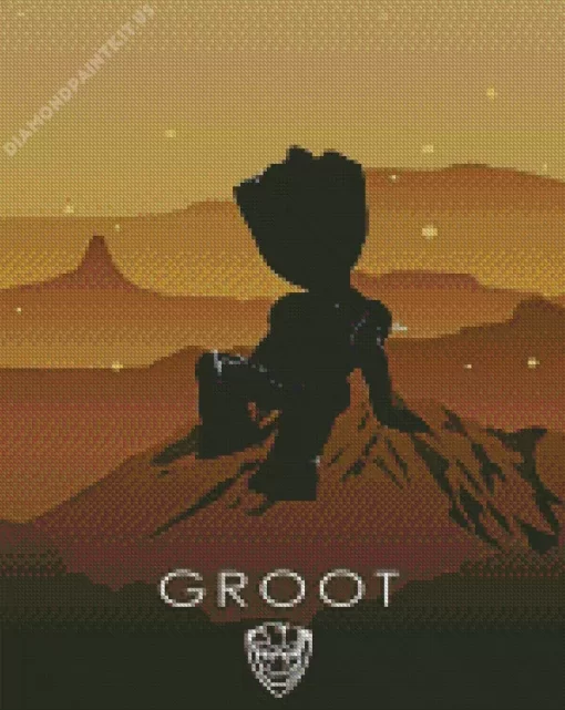 Groot Silhouette Poster Diamond Painting