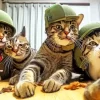 Group Of Soldier Cats Selfie Diamond Painting