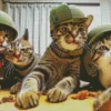 Group Of Soldier Cats Selfie Diamond Painting