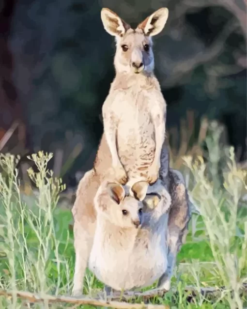 Kangaroo In A Pouch Diamond Painting