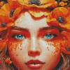 Lady Face And Flowers Diamond Painting