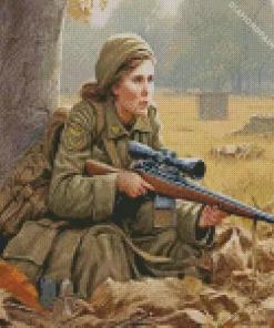 Military Female Sniper Diamond Painting