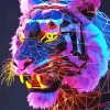 Neon Purple Tiger Diamond Painting