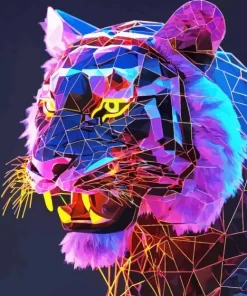 Neon Purple Tiger Diamond Painting