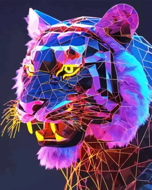 Neon Purple Tiger Diamond Painting