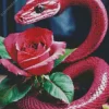 Pink Snake With Pink Rose Diamond Painting