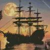 Pirate Ship Silhouette Diamond Painting