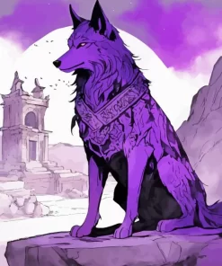 Purple Wolf in Desert Diamond Painting