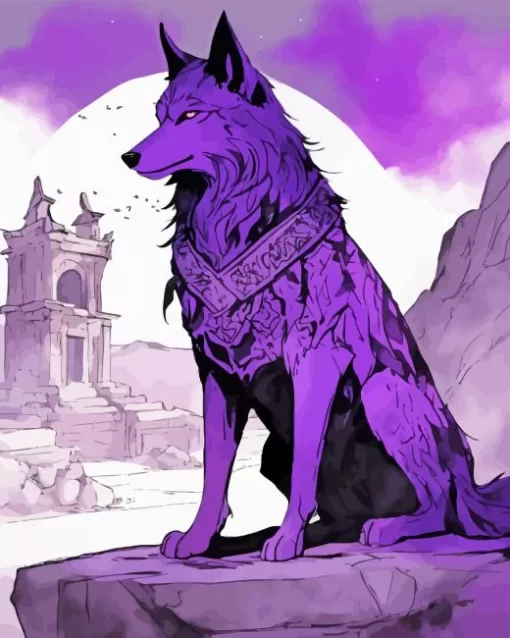 Purple Wolf in Desert Diamond Painting