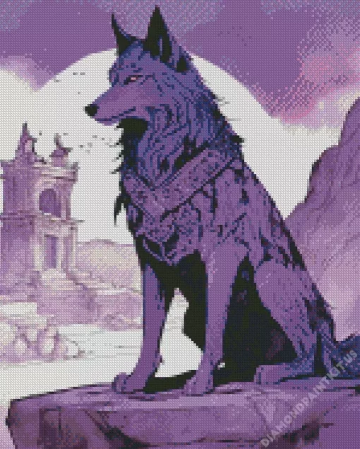 Purple Wolf in Desert Diamond Painting