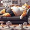 Sleepy Fat Cat Diamond Painting