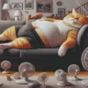 Sleepy Fat Cat Diamond Painting