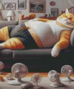 Sleepy Fat Cat Diamond Painting