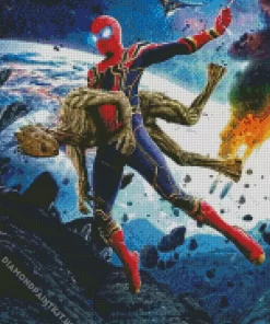 Spider Man Saving Groot Diamond Painting