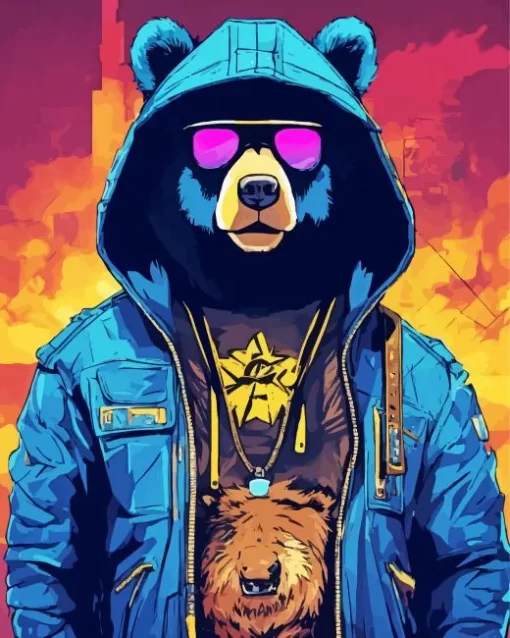 Stylish Gangsta Bear Diamond Painting