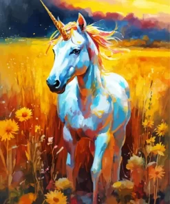 White Fabulous Unicorn Art Diamond Painting