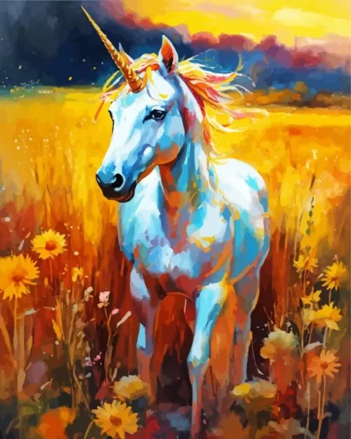 White Fabulous Unicorn Art Diamond Painting