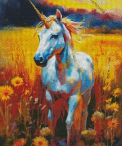 White Fabulous Unicorn Art Diamond Painting