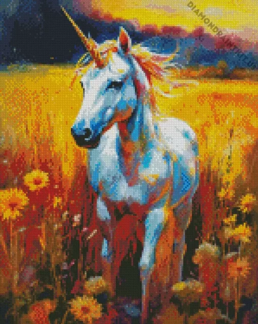 White Fabulous Unicorn Art Diamond Painting