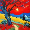 Windy Night And Poppy Flowers Diamond Painting