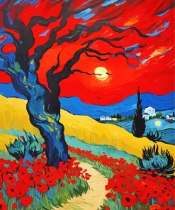 Windy Night And Poppy Flowers Diamond Painting