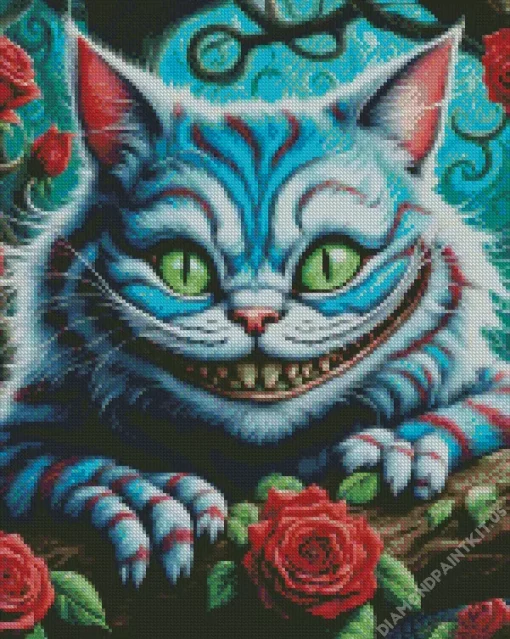 Alice In Wonderland Blue Cheshire Cat Diamond Painting