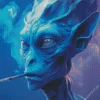 Blue Alien Smoking Diamond Painting