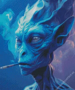 Blue Alien Smoking Diamond Painting