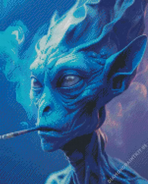 Blue Alien Smoking Diamond Painting