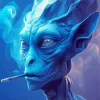 Blue Alien Smoking Diamond Painting