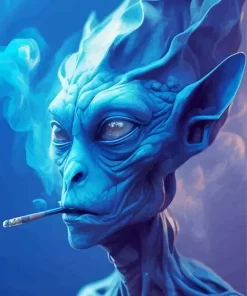 Blue Alien Smoking Diamond Painting